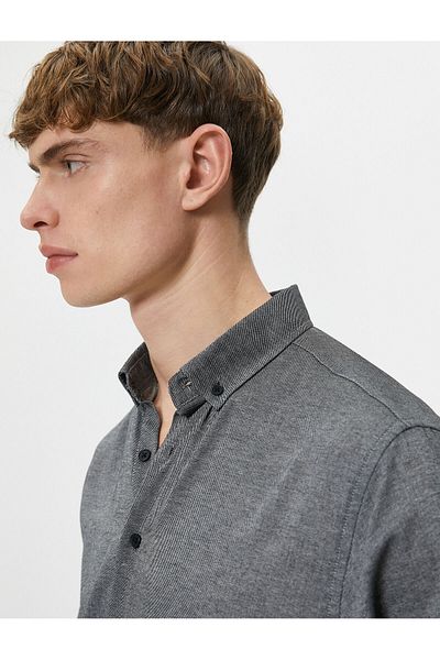Koton Slim Fit Hemd Klassischer Kragen Lange Ärmel Geknöpft