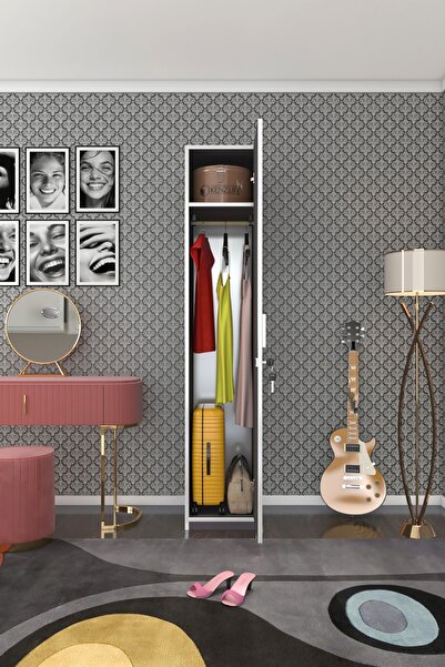 Kenzlife Kilitli Gardırop Öğrenci Dolabı Tek Kapılı Kasımpatı Gri 180*35*42 Gardolap Dolap Ofis