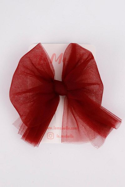 Le Mabelle Burgundy Tulle Bow Girl's Clip Buckle