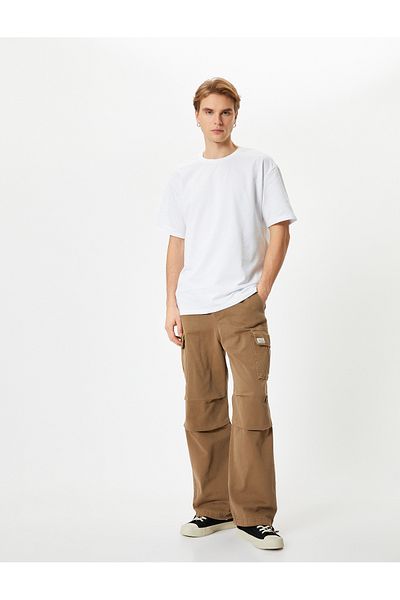 Koton Oversize Βαμβακερό μπλουζάκι με λαιμόκοψη με χαμηλό ώμο