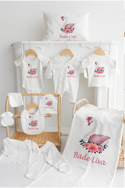 Bebe wini %100 Pamuk Baskılı 11'li isimli Hastane Çıkışı MN51-KUĞU