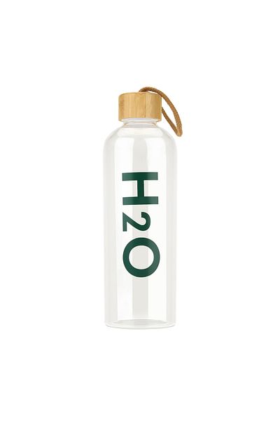 Tohana H2O Glass Flask with Bamboo Lid - Transparent - 1000 ml