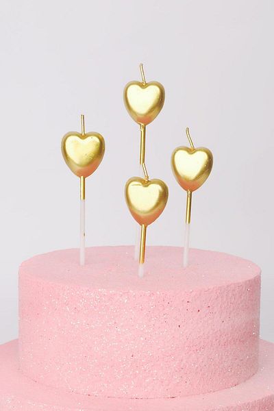 Le Mabelle Gold 4-Piece Heart Candle