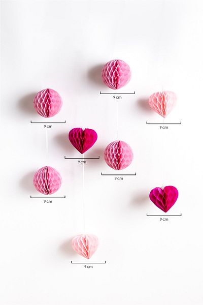 Le Mabelle Στολίδι κηρήθρας 4 τεμαχίων Pink Pompom Heart