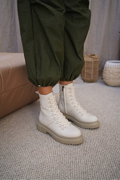 ECENİN BUTİĞİ Kayla Ekru Deri Bot