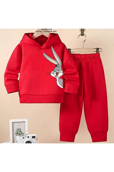BENROMA Unisex Kids Tracksuit Set - Rabbit Printed, Oversize Fit