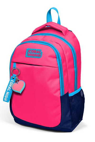 Coral High Kids Neon Coral Navy Blue 3 Tails School Bag Set Set 0114392