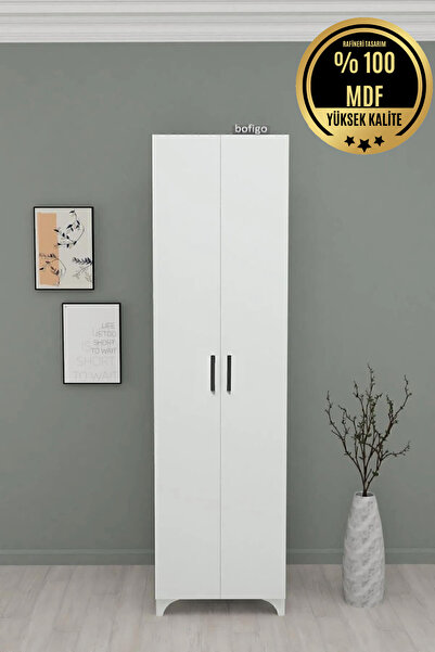 rafineritasarım 8 Raflı Mdf Beyaz 2 Kapaklı Çok Amaçlı Mutfak Dolabı Banyo Dolabı Çok Amaçlı Dolap