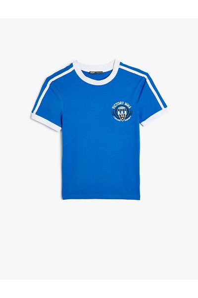 Koton Μπλουζάκι College Printed Slim Fit - Κοντό μανίκι, Crew Neck