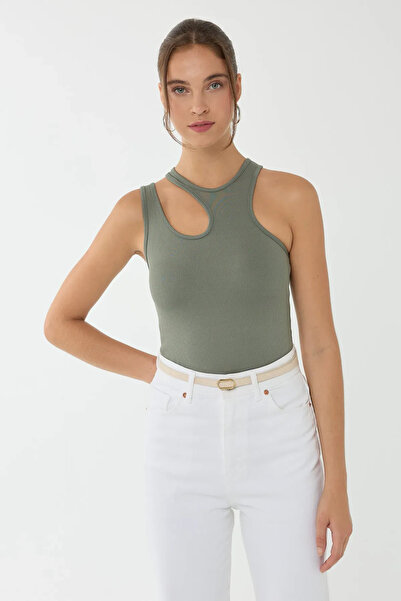 Hiccup Asymmetric Collar Crop Top