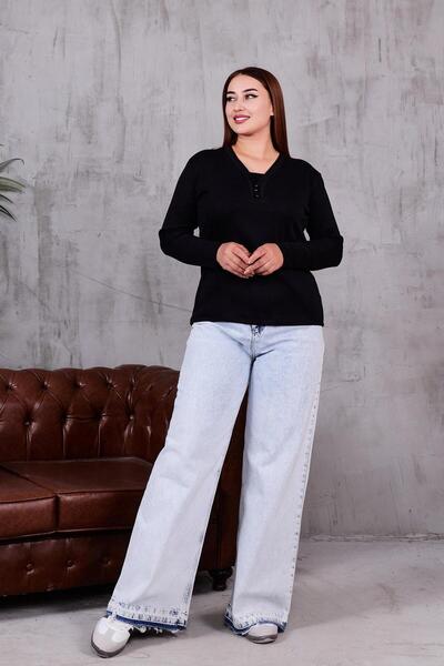 Siyezen Bluză dublă mărime mare cu cu vipușcă nasturi, pachet de bumbac