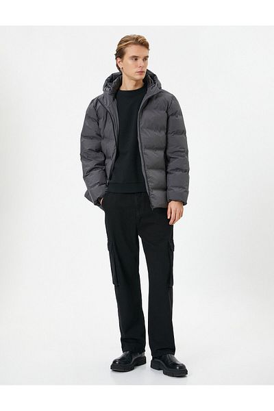 Koton Puffer Jacket with Hooded Zipper Pocket Detail