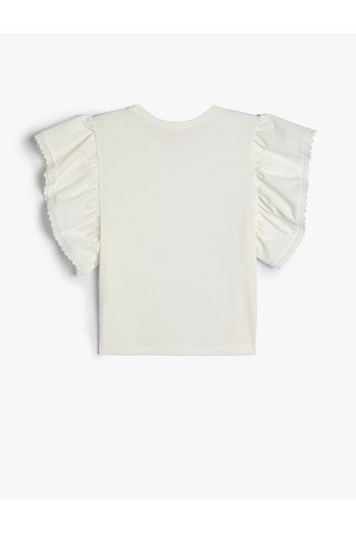 Koton Crop T-Shirt Μανίκι με λαιμόκοψη