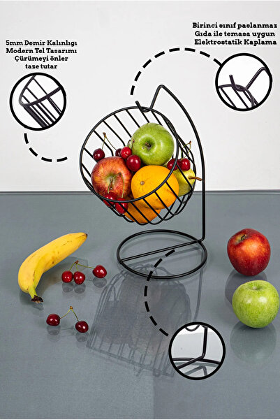 Hinora Metal Askı Salıncak Model Şık Mutfak Sebze Meyve Sepeti Sunumluk