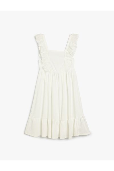 Koton A-Linien-Hosenträgerkleid – Muschel- und Rüschendetail