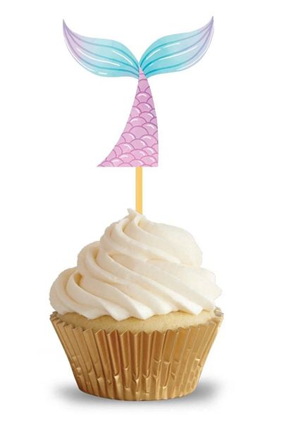 Le Mabelle Pink Mermaid Tail Set of 10 Toothpicks
