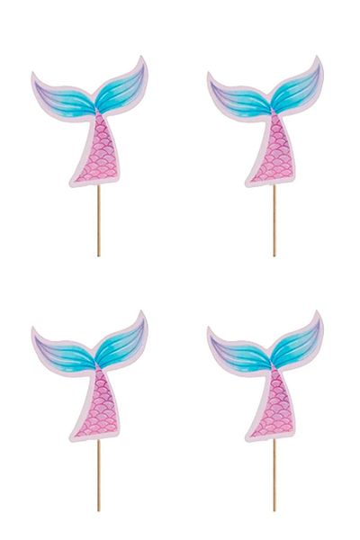 Le Mabelle Pink Mermaid Tail Set of 10 Toothpicks