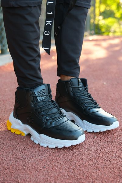 Riccon Unisex Μαύρες Λευκές Κίτρινες Μπότες Sneaker - 0012108