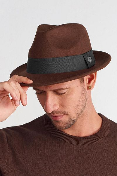 Külah Men's Brown Fedora Hat Cowboy Panama Cap