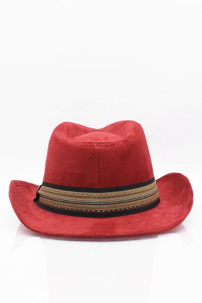 Külah Men's Fedora Cowboy Hat Nubuck-burgundy