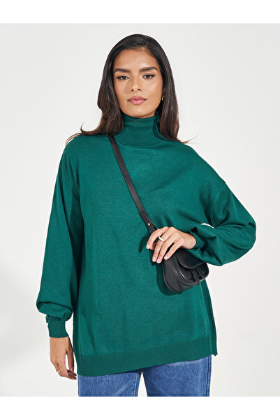 Styli Oversized Longline Turtle Neck Sweater
