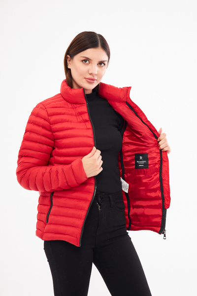 ESPİNA Women's Waterproof Padded Quilted Puffer Jacket with Zippered Front Length and Pockets