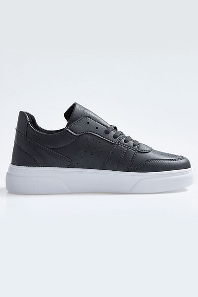 TOMMY LIFE Smoked Laced Perforated Faux Leather Men's Sports Shoes - 89110