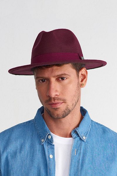 Külah Men's Adjustable Burgundy Fedora Hat