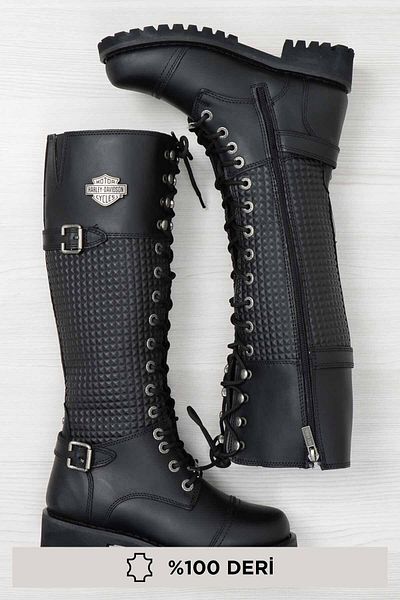 Harley Davidson حذاء جلدي بنعل مطاطي