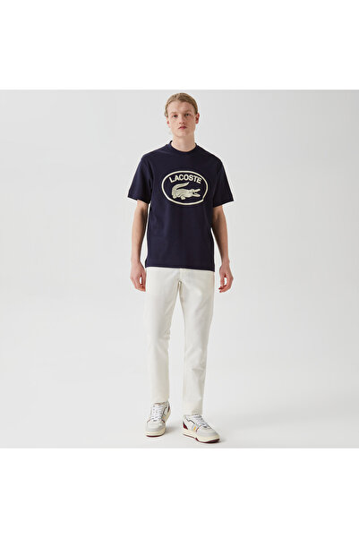 Lacoste Erkek Relaxed Fit Bisiklet Yaka Baskılı Lacivert T-Shirt