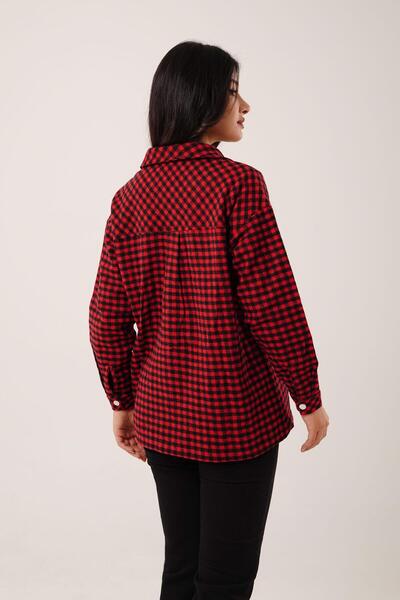 Hipo Trend Ekose Kareli Cepli Kırmızı Oduncu Gömlek Ceket