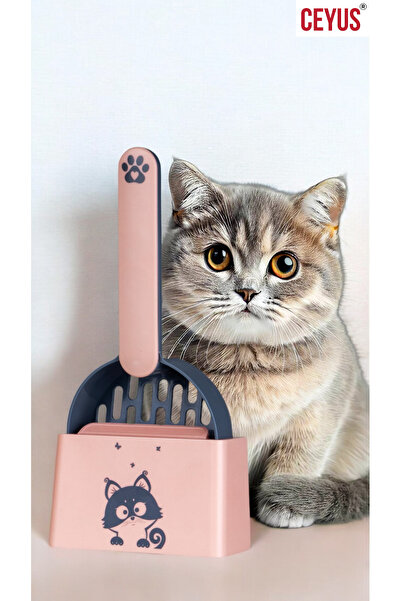 Ceyus مجرفة ومنصة تنظيف فضلات القطط الوردية
