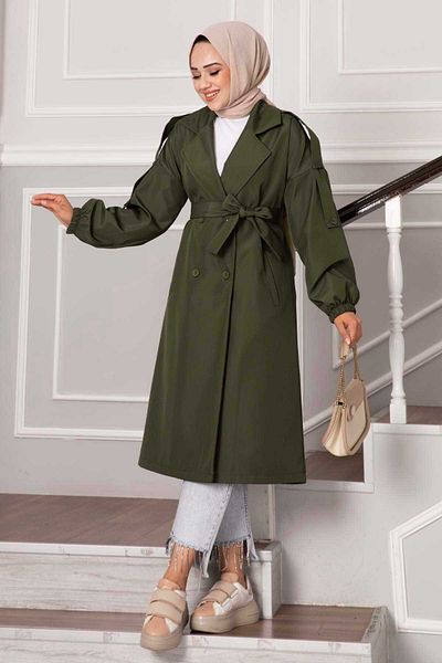 EBRUTESETTÜR Epaulettes Shoulder Button Trench Coat