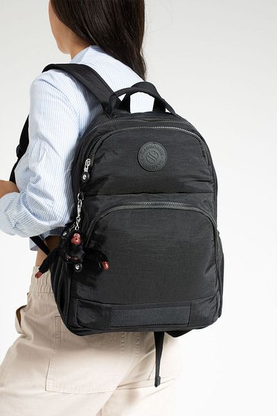 KONFOR SANMORRIS Unisex Αδιάβροχο υφασμάτινο 3 θήκες Μαύρο σχολικό σακίδιο ταξιδιού με θήκη φορητού υπολογιστή 3005