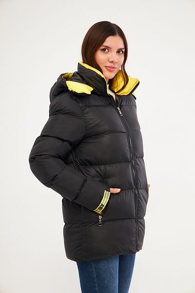 CrazyShopping Women's Sleeve Adjustable Inner Pocket Hood Zippered Puffer Jacket