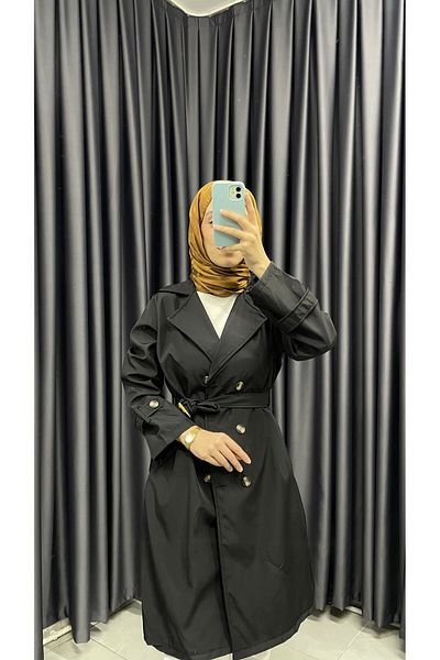 Minharir Double Breasted Collar Seasonal Trench Coat