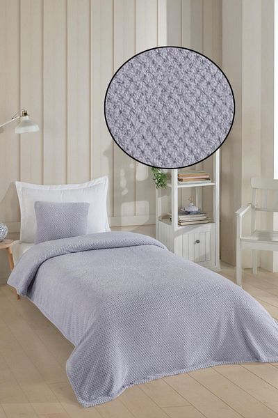 LADYNİL مفرش سرير مفرد من Wellsoft - 150x220 سم، 45x45 سم غطاء وسادة رمادي