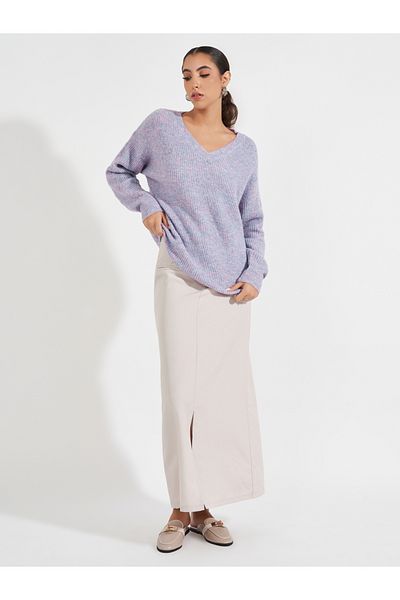 Styli Oversized Regular Length V Neck Sweater