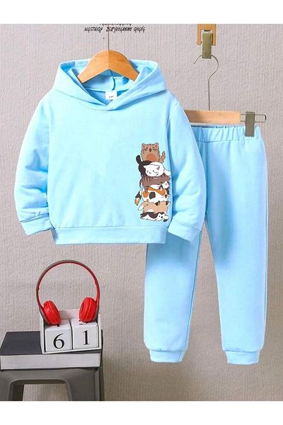 BENROMA Set de trening pentru copii unisex - imprimat cu pisici, mucegai supradimensionat