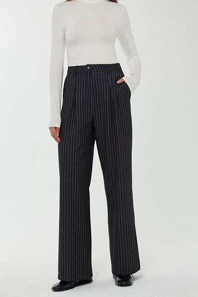 Hiccup Pantaloni drepti cu dungi cu talie înaltă
