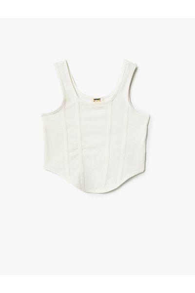 Koton Crop Athlete Strap Rundhals Gerippte Baumwolle