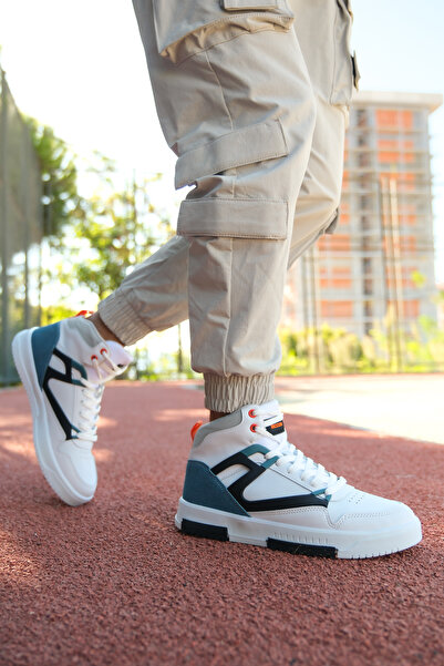 Riccon Erkek Comfort Sneaker Bot 001263 Beyaz Petrol