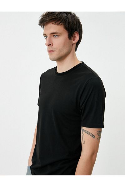 Koton Základní tričko s krátkým rukávem Crew Neck Slim Fit