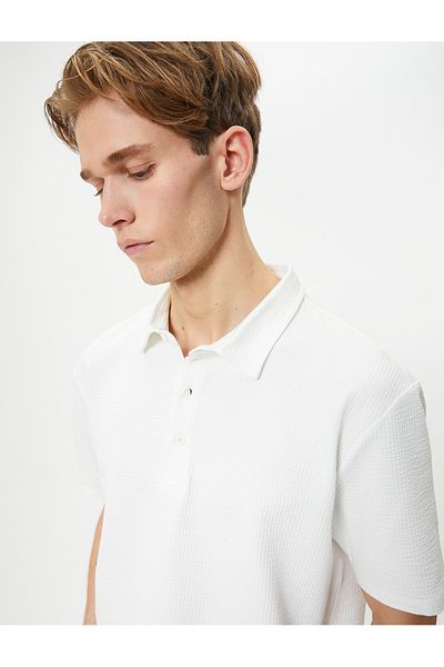 Koton Jacquard Textured Polo Collar Short Sleeve T-Shirt