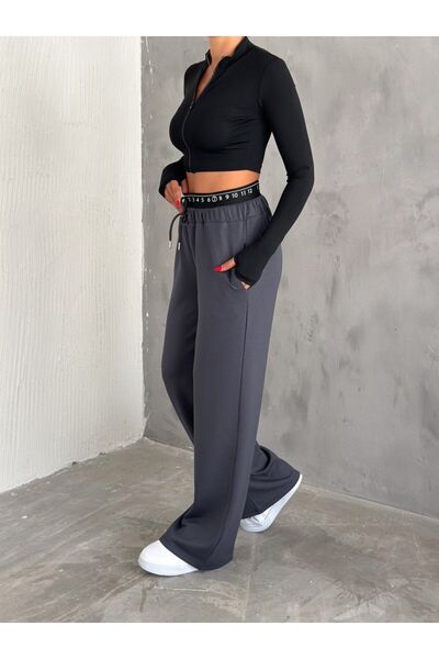 KAŞİHA KADIN MODAL KUMAŞ GENİŞ KESİM BOL PAÇA  EŞOFMAN  ÇİFT CEPLİ BELİ DETAYLI