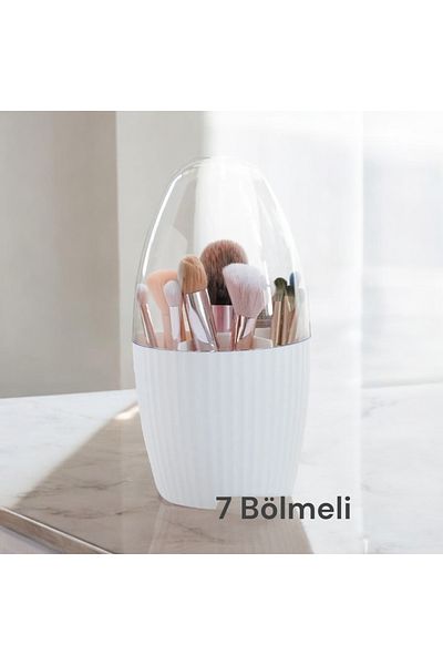 Nesto Home Fanus Multi-Purpose Organizer with Lid 7 Compartments Makeup and Bathroom Organizer