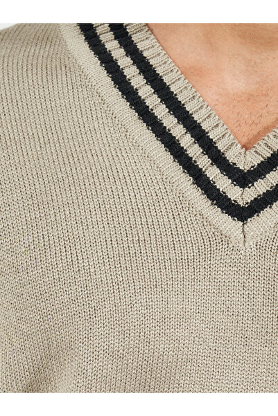 Styli V Neck Varsity Relaxed Lightweight Sweater