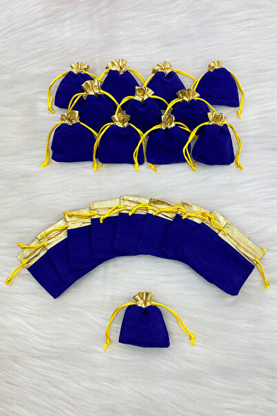 ZEYMERADE حقيبة صغيرة من Saks باللون الأزرق والذهبي المخملي، 10 قطع مقاس 7 × ...