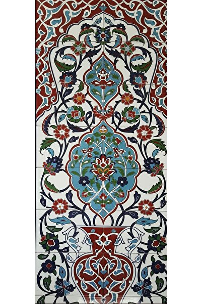 Armada Çini 80x190 Çiçek desenli Zeminsiz Türk Hamamı Dijital Baskı Pano