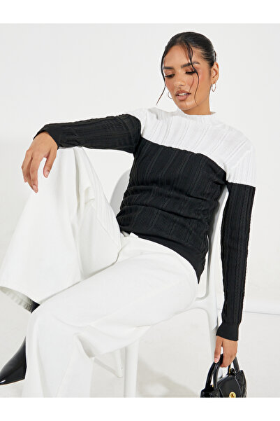 Styli سترة محبوكة بياقة عالية ومتعددة الألوان